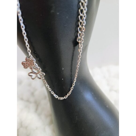 Ankle Bracelet Silver Three Leaf Clover - Picture 7 of 10